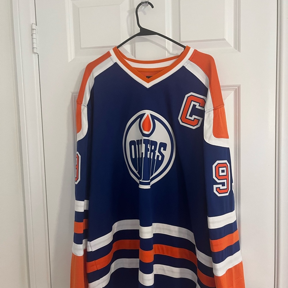 Blue and Orange Oilers Hockey Jersey